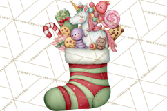 Christmas Unicorn Clipart, Cute Watercolor Unicorns PNG Product Image 5