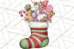 Christmas Unicorn Clipart, Cute Watercolor Unicorns PNG Product Image 5