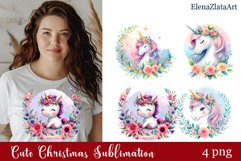 Cute unicorn clipart - holding heart in hands. Unicorn png Product Image 1