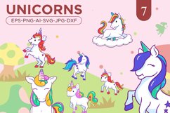 Unicorn clipart pack horse with horn vector set Product Image 1