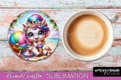 Unicorn Coaster Sublimation - Beach Round Coaster Bundle