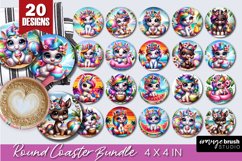 Unicorn Coaster Sublimation - Beach Round Coaster Bundle