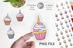 Unicorn Cupcake Sticker Product Image 1