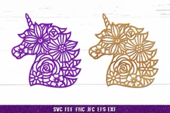 Unicorn Head SVG | Unicorn Flower Paper Cut | Unicorn SVG Product Image 3