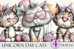 Unicorn Day Cats Clipart Product Image 1