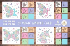 Unicorn Fairy Butterfly layered svg design being used as a 3d girl Birthday Card
