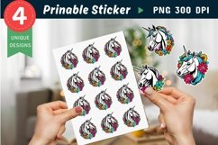 Unicorn Flowers Sticker Clipart Product Image 1