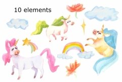 WATERCOLOR CLIPART unicorn pony hoarse fairy tale fantasy Product Image 2