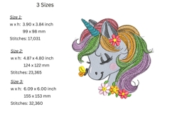 Unicorn Head Embroidery Design Product Image 2