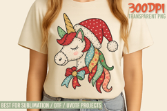 Christmas Unicorn Patchwork PNG Product Image 1