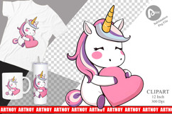 Unicorn Holding Heart Clipart Product Image 1
