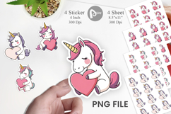 Unicorn Holding Heart Sticker Product Image 1