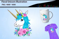 Floral unicorn PNG illustration Product Image 1