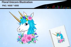 Floral unicorn PNG illustration Product Image 2