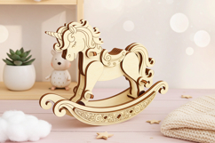 Rocking Unicorn - Laser Cut File, SVG Template of Toy Product Image 3