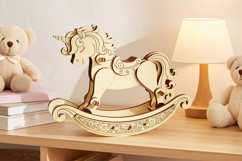 Rocking Unicorn - Laser Cut File, SVG Template of Toy Product Image 5