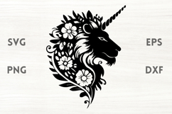 Floral Lion Unicorn SVG Product Image 1