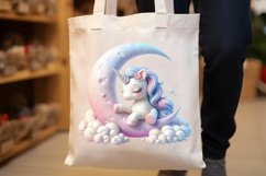 Unicorn on Moon Watercolor Clipart Product Image 5