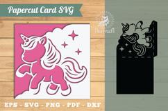 Unicorn Papercut Card SVG Product Image 1