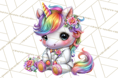 Unicorn Princess Ball Clipart PNG, Baby Unicorns Gowns Tux Product Image 5