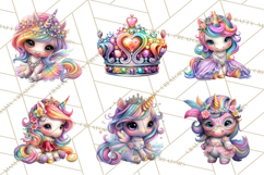 Unicorn Princess Ball Clipart PNG, Baby Unicorns Gowns Tux Product Image 8