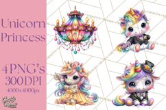 Unicorn Princess Ball Clipart PNG, Baby Unicorns Gowns Tux Product Image 1