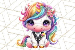 Unicorn Princess Ball Clipart PNG, Baby Unicorns Gowns Tux Product Image 2