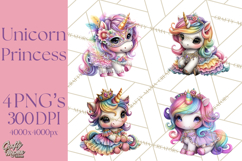 Unicorn Princess Ball Clipart PNG, Baby Unicorns Gowns Tux Product Image 1