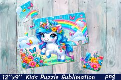 Kids puzzle | Puzzle sublimation, unicorn flowers Product Image 1