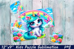 Kids puzzle | Puzzle sublimation, unicorn flowers Product Image 1