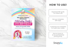 Unicorn Rainbow Girl’s Birthday Party Invitation Template Product Image 6