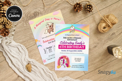 Unicorn Rainbow Girl’s Birthday Party Invitation Template Product Image 4