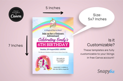 Unicorn Rainbow Girl’s Birthday Party Invitation Template Product Image 3