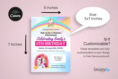 Unicorn Rainbow Girl’s Birthday Party Invitation Template Product Image 3