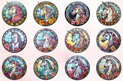 Unicorn Round Stained Glass Sublimation Clipart Bundle Product Image 2