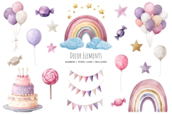 Watercolor cute unicorn clipart Be unicorn birthday set Product Image 3