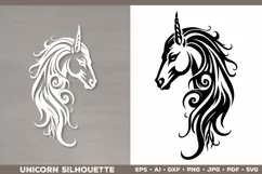 Unicorn Silhouette SVG. Unicorn SVG. Unicorn Cut File Product Image 1
