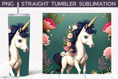 Unicorn Floral Sublimation Tumbler Wrap Product Image 1