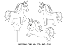cute unicorn svg with multiple poses