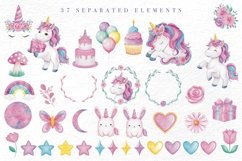 Watercolor Unicorn Party Clipart png, Floral Digital Paper Product Image 2