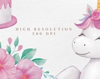 Watercolor Unicorn Party Clipart png, Floral Digital Paper Product Image 4