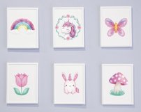 Watercolor Unicorn Party Clipart png, Floral Digital Paper Product Image 6