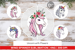 Wind Spinner Floral Unicorn Product Image 1