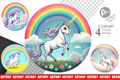 Rainbow Unicorn Clipart Product Image 1