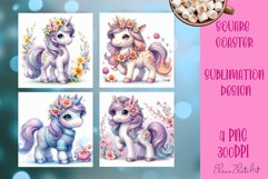 Funny unicorn Square Coaster Sublimation | unicorn easter Product Image 1