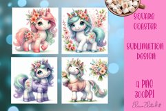 Funny unicorn Square Coaster Sublimation | unicorn easter Product Image 1