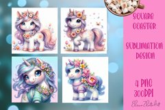 Funny unicorn Square Coaster Sublimation | unicorn easter Product Image 1