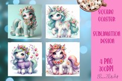 Funny unicorn Square Coaster Sublimation | unicorn easter Product Image 1