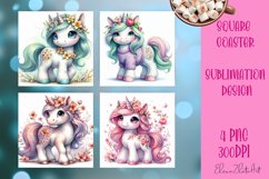 Funny unicorn Square Coaster Sublimation | unicorn easter Product Image 1