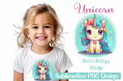 Cute Baby Unicorn Kawaii Sublimation for T-Shirt PNG Design Product Image 1